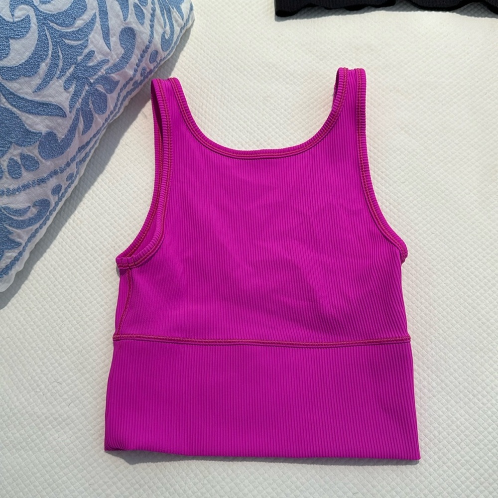 Lululemon SONIC PINK Power Pivot Ribbed Tank Top in Size 2!!!